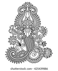 Vector vintage floral decorative element for design, print, embroidery.