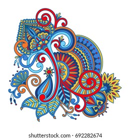 Vector vintage floral decorative element for design, print, embroidery.
