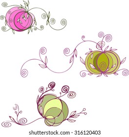 vector vintage floral decorative hand drawing elements for wedding, birthday, scrapbooking, invitation design