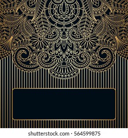 Vector vintage floral decorative ornamental element for design invitation card, booklet., print, embroidery.