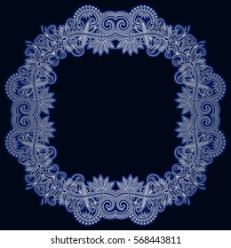 Vector vintage floral decorative ornamental element for design rosette, invitation card, print, embroidery.