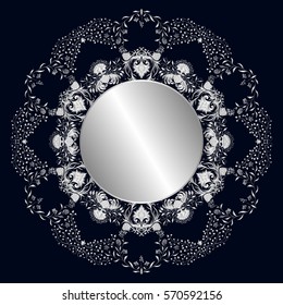 Vector vintage floral decorative ornamental element for design rosette, invitation card, print, embroidery.