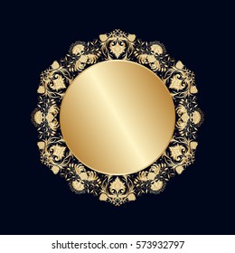 Vector vintage floral decorative ornamental element for design rosette, invitation card, print.