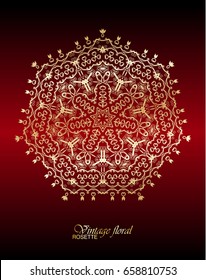 Vector vintage floral decorative ornamental element for design rosette