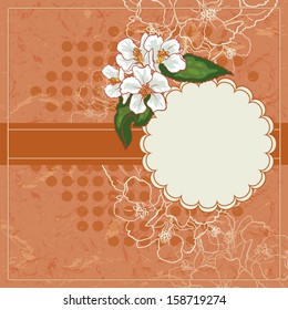 Vector Vintage Floral Frame With Apple Flowers.