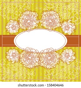 Vector Vintage Floral Frame With Blooming Marigold.