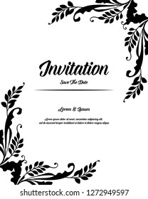 Vector vintage floral greeting card hand draw