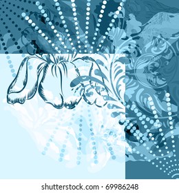 vector vintage floral grunge background with space for your text, clipping masks, eps10