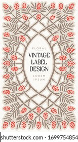 Vector Vintage Floral Label Design in Art Nouveau Style