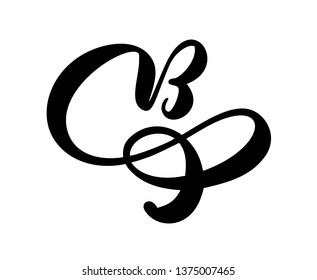 Vector Vintage floral letter B. Calligraphy element flourish. Hand drawn monogram sign for page decoration and design illustration swirl ornament. Decorative for wedding cards and invitations