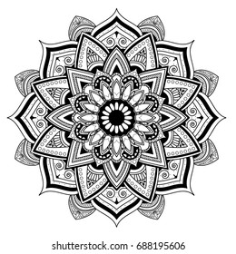 Vector vintage . Floral mandala pattern and ornaments. Oriental design Layout. Islam, Indian, ottoman motifs. Coloring book page.  
