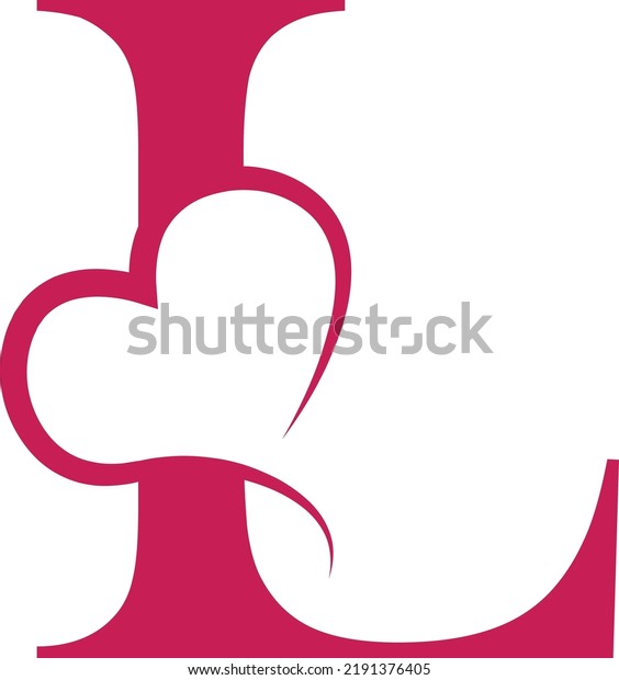 Vector Vintage floral\
monogram letter L. Calligraphy element heart logo Valentine card\
flourish frame. Hand drawn Love sign for page decoration and design\
illustration.