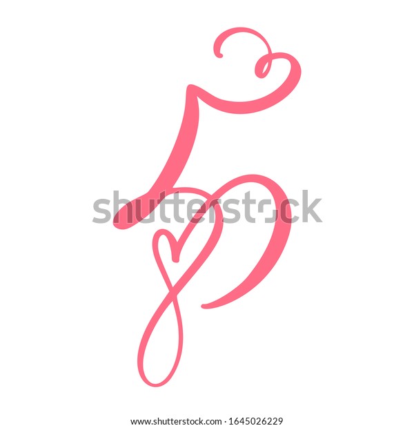 Vector Vintage floral\
monogram Number five 5. Calligraphy element heart logo Valentine\
card flourish frame. Hand drawn Love sign for page decoration and\
design illustration.