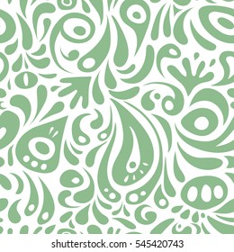 Vector vintage floral ornament. Oriental style. Damask seamless pattern in neutral colors. Design for fabric, wallpaper, background, invitation, wrapping and book covers. Hand drawn illustration.
