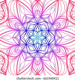 Vector vintage floral pattern. oriental ornament. mandala concept. vector illustration. for coloring book, greeting card, invitation, tattoo. Anti-stress therapy pattern.