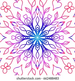 Vector vintage floral pattern. oriental ornament. mandala concept. vector illustration. for coloring book, greeting card, invitation, tattoo. Anti-stress therapy pattern.