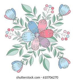 Vector vintage floral pattern. Scrapbook floral element. Cute bouquet.