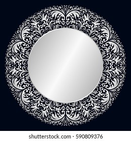 Vector vintage floral round ornamental element for design rosette, invitation card, print with place for text.