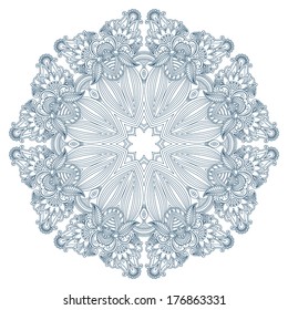 Vector vintage floral round pattern for print, embroidery.