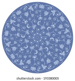 Vector vintage floral round pattern for print, embroidery.