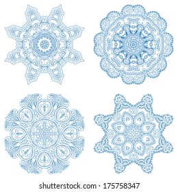 Vector vintage floral round patterns for print, embroidery.