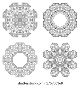 Vector vintage floral round patterns for print, embroidery.
