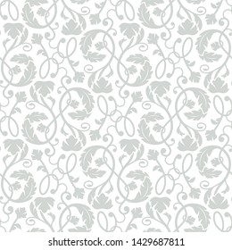Vector vintage floral seamless pattern on white background. Endless ornate plant texture for printing on fabric, textile, paper for scrapbooking, gift wrap and wallpapers. 