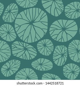 Vector vintage floral seamless pattern print with lotus leaves elements. Great for subtle, botanical, modern backgrounds, fabric, scrapbooking, packaging, invitations, wallpaper, wrapping paper.