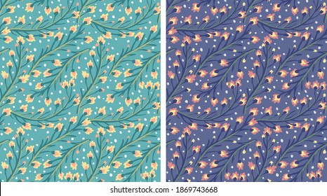Vector vintage floral seamless pattern with small flowers. Vector set floral pattern for holidays.
