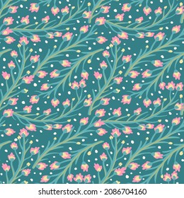 Vector vintage floral seamless pattern with small flowers. Vector set floral pattern for holidays.