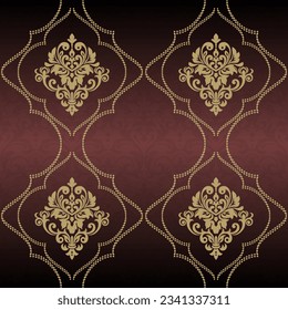 Vector vintage floral seamless pattern element. Vector damask seamless pattern background. Damask wallpaper. Turkish, Indian, Islam, Arabic motif.