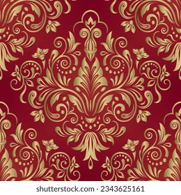 Vector vintage floral seamless pattern element. Seamless damask pattern. Vector illustration. Turkish, Indian, Islam, Arabic motif.