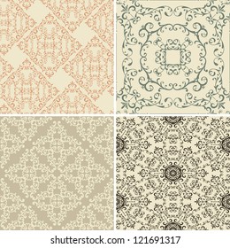 vector vintage floral  seamless patterns