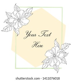 Vector Vintage floral text box frame with coloring page elements