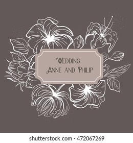 Vector vintage floral wreath. For wedding invitations or logo. Easy to edit.For invitations or announcements.