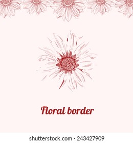 Vector vintage flower design. Vector hand drawing flower. Element of decoration textile, gift card, wedding invitation. Card template.