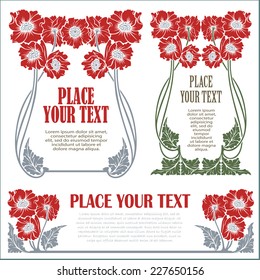 Vector vintage flower labels on different versions for decoration and design 