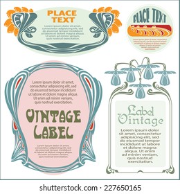 Vector vintage flower labels on different versions for decoration and design 