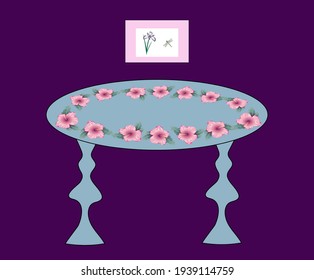 ilustración vectorial de la tabla de flores vintage y fondo de pantalla