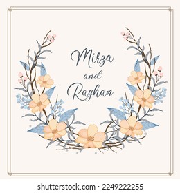 Vector vintage flower wreath frame invitation card





