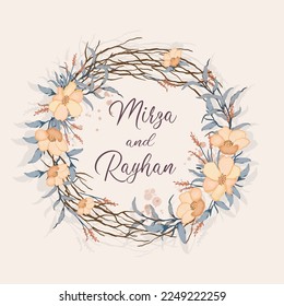 Vector vintage flower wreath frame invitation card





