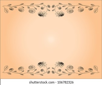Vector vintage flowers border with retro ornament pattern  Illustration