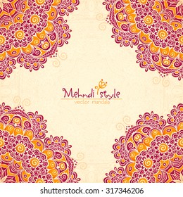 Vector vintage flowers ethnic background in Indian mehndi style
