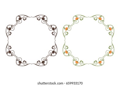 Vector vintage flowers frame isolated on a white background