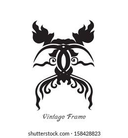 Vector vintage flowers seamless border in  tradition style. Element for black and white design. 