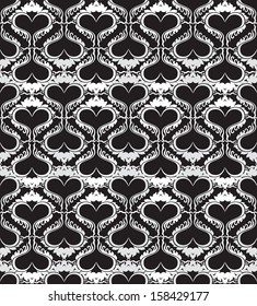 Vector vintage flowers seamless border in  tradition style. Element for black and white design. 