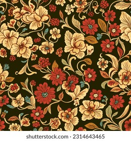 flores vintage vintage vectorial patrón transparente