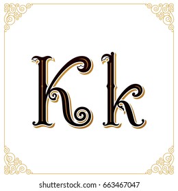 Vector Vintage Font. Letter and monogram in the calligraphic style. Qualitative manual work for the logo. Alphabet in the Baroque style