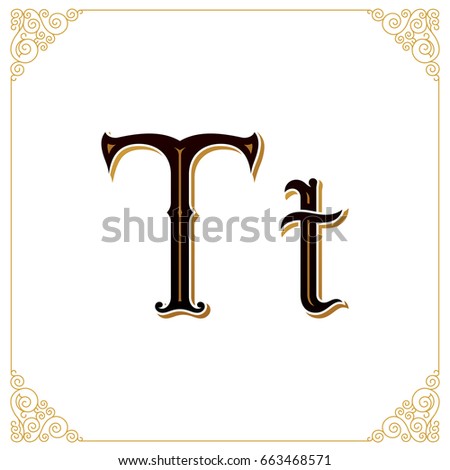 Vector Vintage Font. Letter and monogram in the calligraphic style. Qualitative manual work for the logo. Alphabet in the Baroque style Stock foto © 
