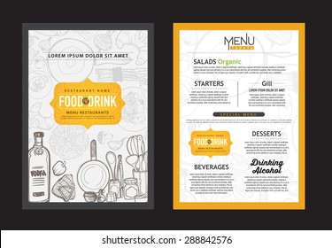 Vector Vintage Food Design Template. Menu Restaurant Brochure.